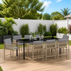 Transform Your Outdoor Space with 9-Piece Beige Dining Set