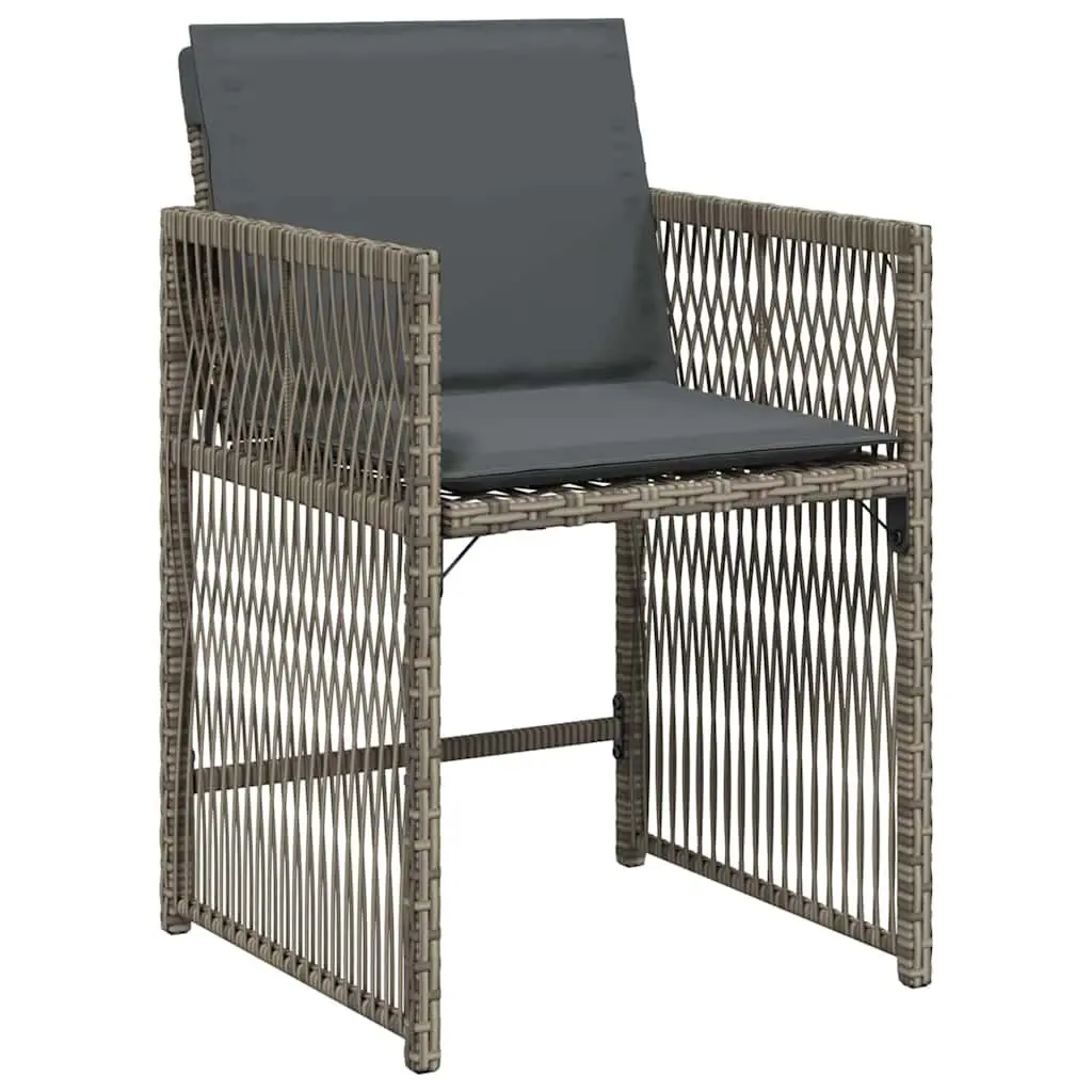 Outdoor Dining Set 5 Piece Grey Poly Rattan Table with Glass Surface and Cushioned Chairs