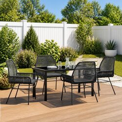 Stylish 5-Piece Black Dining Set for Outdoor Spaces
