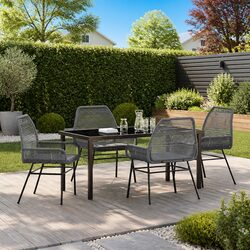 Outdoor Dining Set 5 Pieces in Grey with Cushions