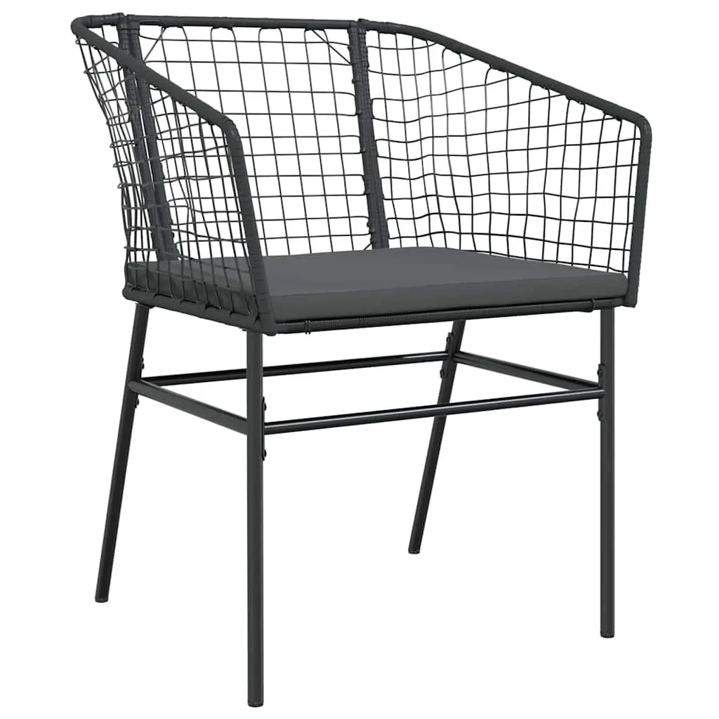 Garden Dining Set 5 Pieces Black Glass Top Poly Rattan Steel Frame Outdoor Furniture