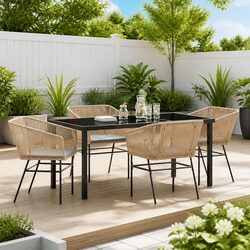 Outdoor 5-Piece Dining Set in Brown for Cozy Gatherings