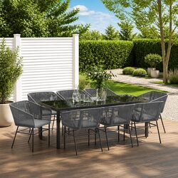 Garden Dining Set 9 Piece Outdoor Furniture Patio Table Chairs Grey Steel