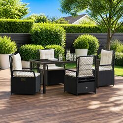 Stylish Outdoor Dining Set: 5 Piece Black Rattan Ensemble