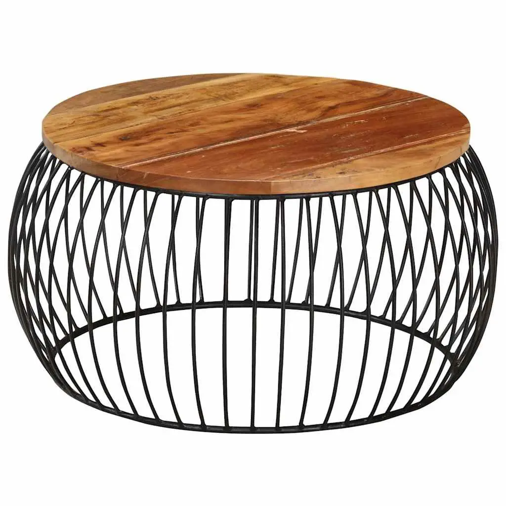 Coffee Table Ø68cm Handmade Solid Reclaimed Wood Vintage Side Table