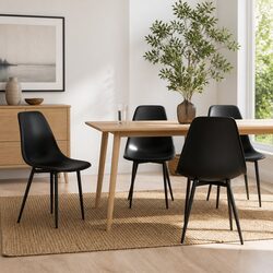 Elevate Your Dining Space with 4 Black Ergonomic Chairs