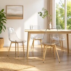 Stylish Set of 4 Modern Transparent Dining Chairs