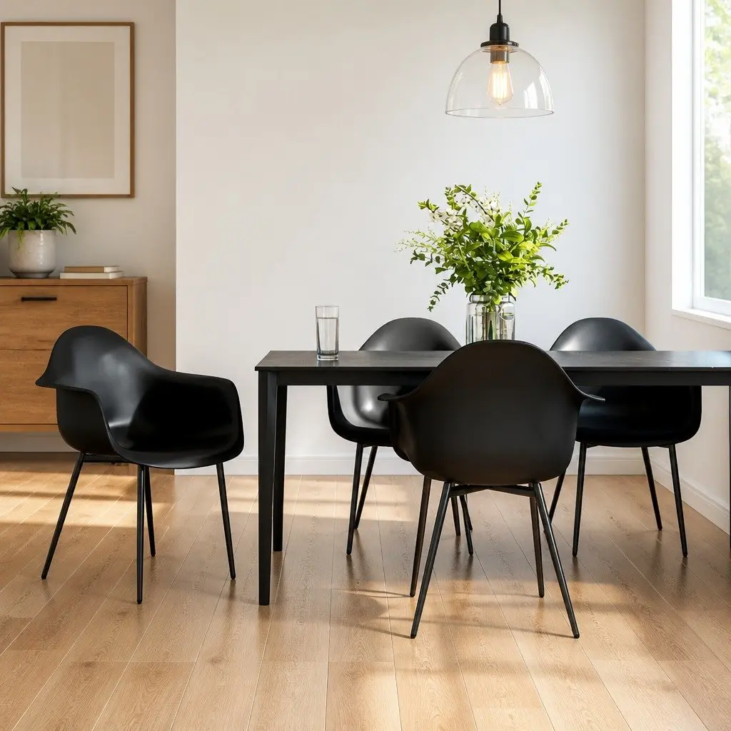 Dining Chairs 4 Pcs Black Polypropylene Ergonomic Curved Backrest