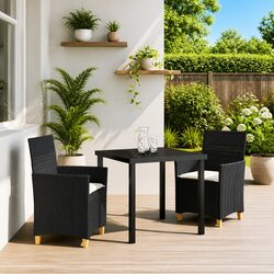 Stylish 3-Piece Black Outdoor Dining Set for Gardens