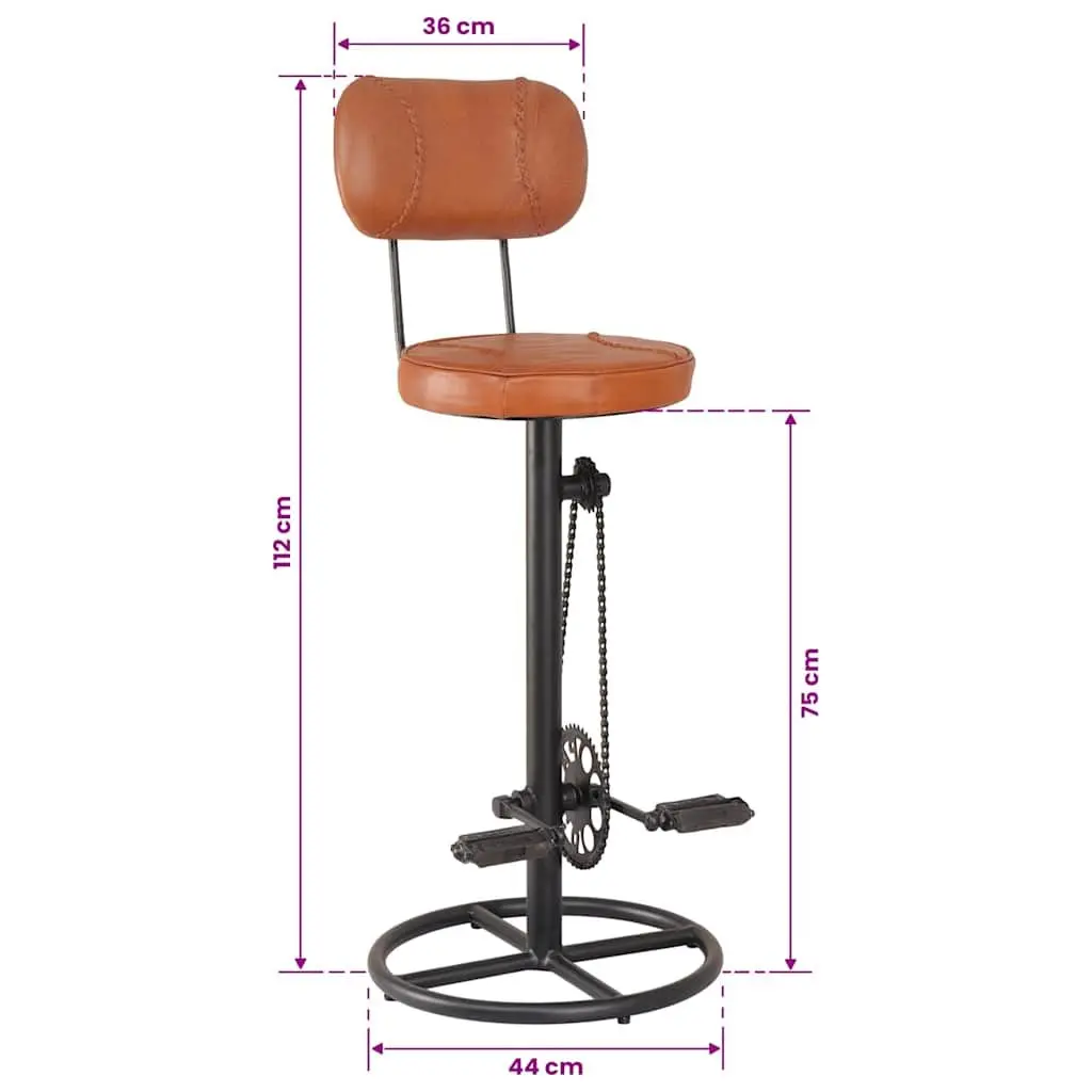 Bar Stools 2 pcs Brown Upholstered Seating with Bicycle Pedal Footrests