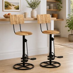 Enhance Your Space with Solid Wood Bar Stools 2 pcs