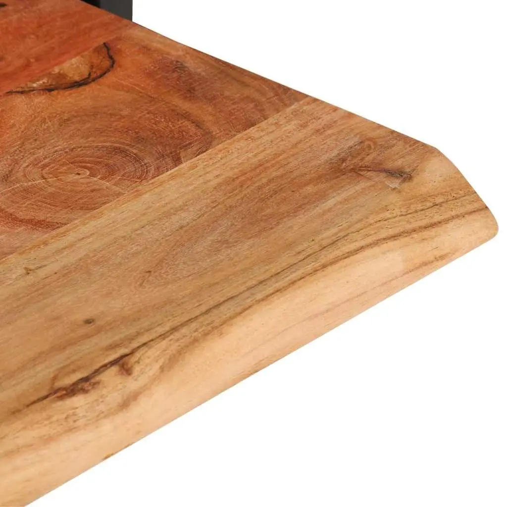 Wall Shelves 80x25x35 cm Natural Live Edge Solid Acacia Wood with Steel Frame Set of 2