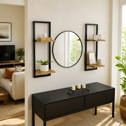 Enhance Your Space with 2 Floating Acacia Wall Shelves