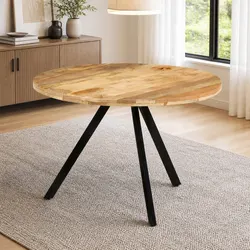 Dining Table 110x75cm Solid Wood Mango Kitchen Room Furniture Brown