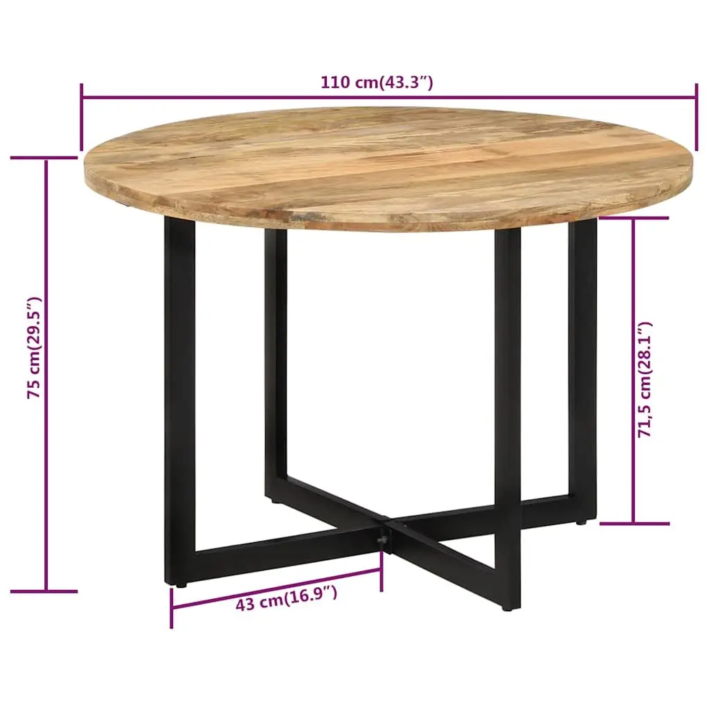 Dining Table 110x75 cm Brown Solid Wood Mango Sturdy Construction