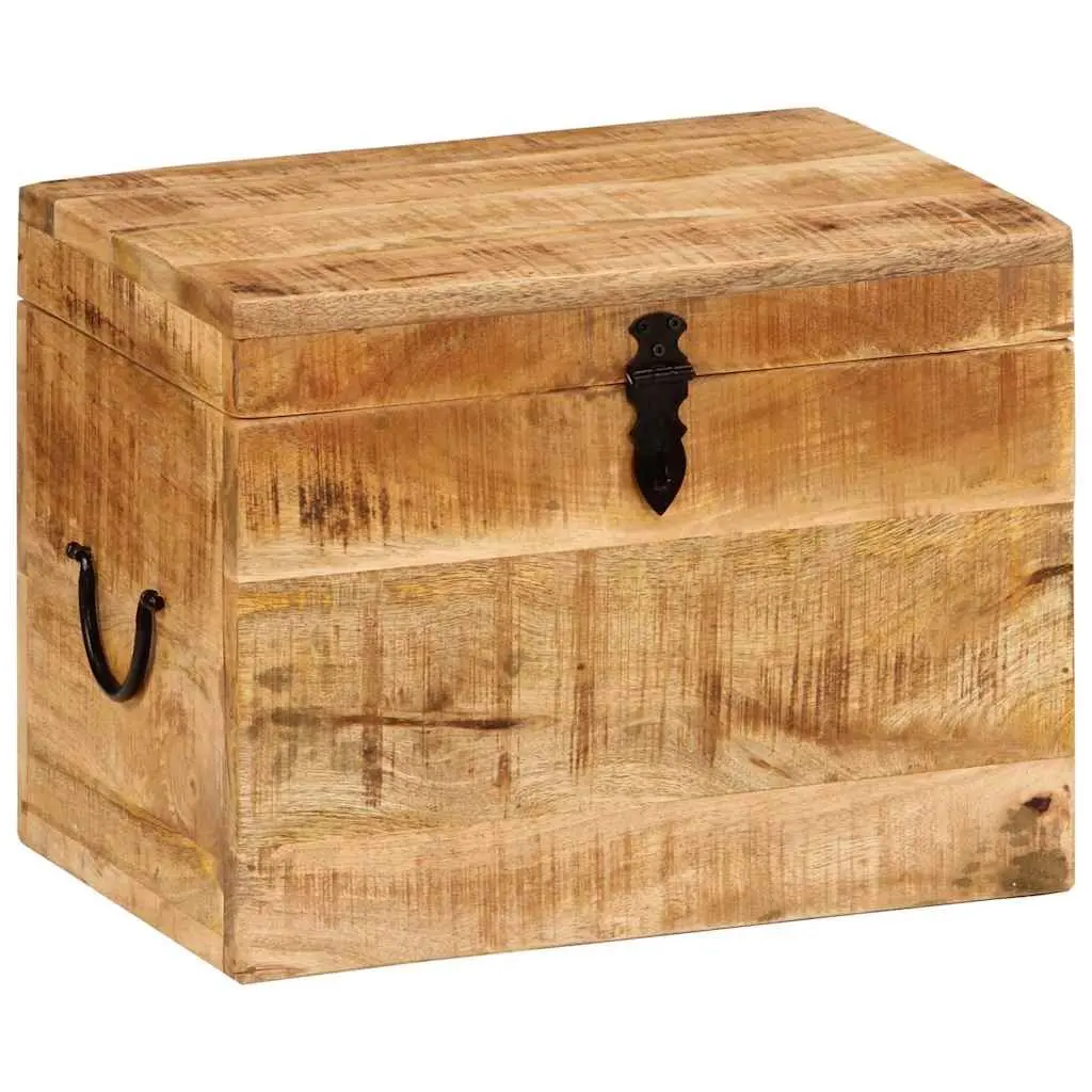 Storage Chest 39x28x31cm Solid Mango Wood Antique Style with Hinged Lid