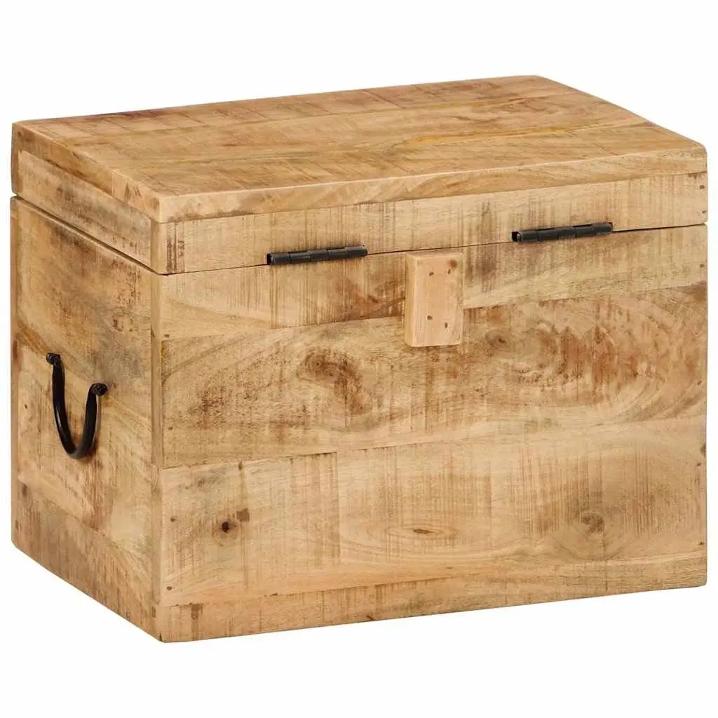 Storage Chest 39x28x31cm Solid Mango Wood Antique Style with Hinged Lid