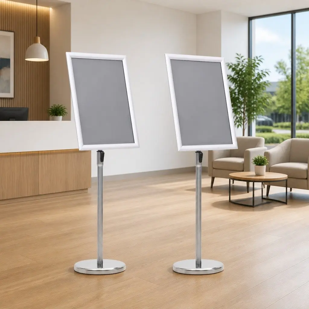 Poster Stand 2 pcs Silver Height Adjustable Rotatable Display 45 x 32.7 x 108 cm