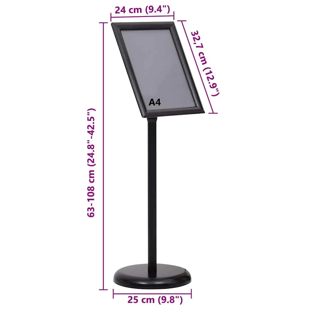 Poster Stand 2 pcs Black Height-Adjustable Rotatable Display 32.7 x 24 x 108 cm