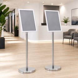Poster Stand 2 Pack Silver Height Adjustable Rotatable Display Aluminum Frame
