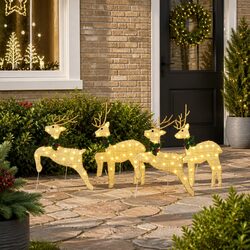 Transform Your Holiday Space with Gold LED Reindeer Set