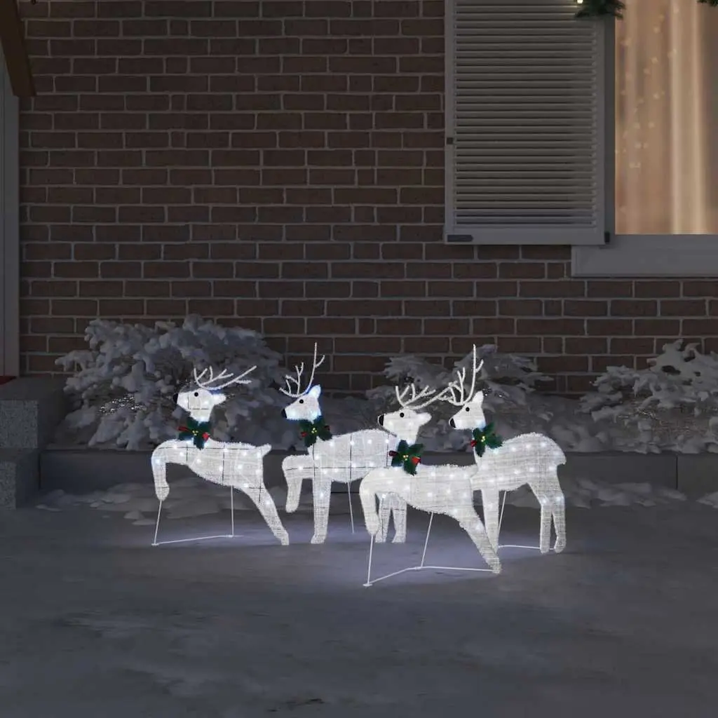 LED Reindeers 4 Piece Silver Art Deco USB Powered Holiday Decorations