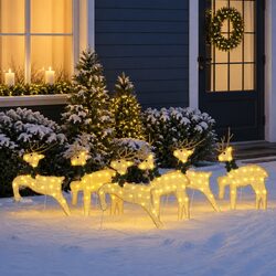Set of 6 USB-Powered Gold LED Reindeer Holiday Lights