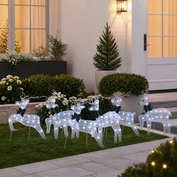 LED Reindeer Christmas Decorations 6 Piece Set White Holiday Festive Indoor