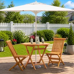 3-Piece Brown Outdoor Dining Set with Acacia Wood