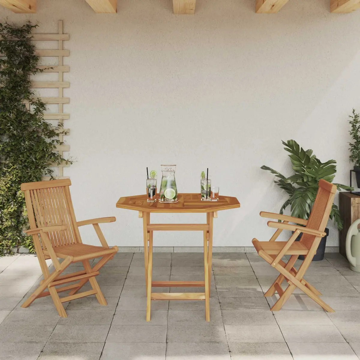 Garden Dining Set 3 Pieces Outdoor Furniture Brown Solid Acacia Wood Table