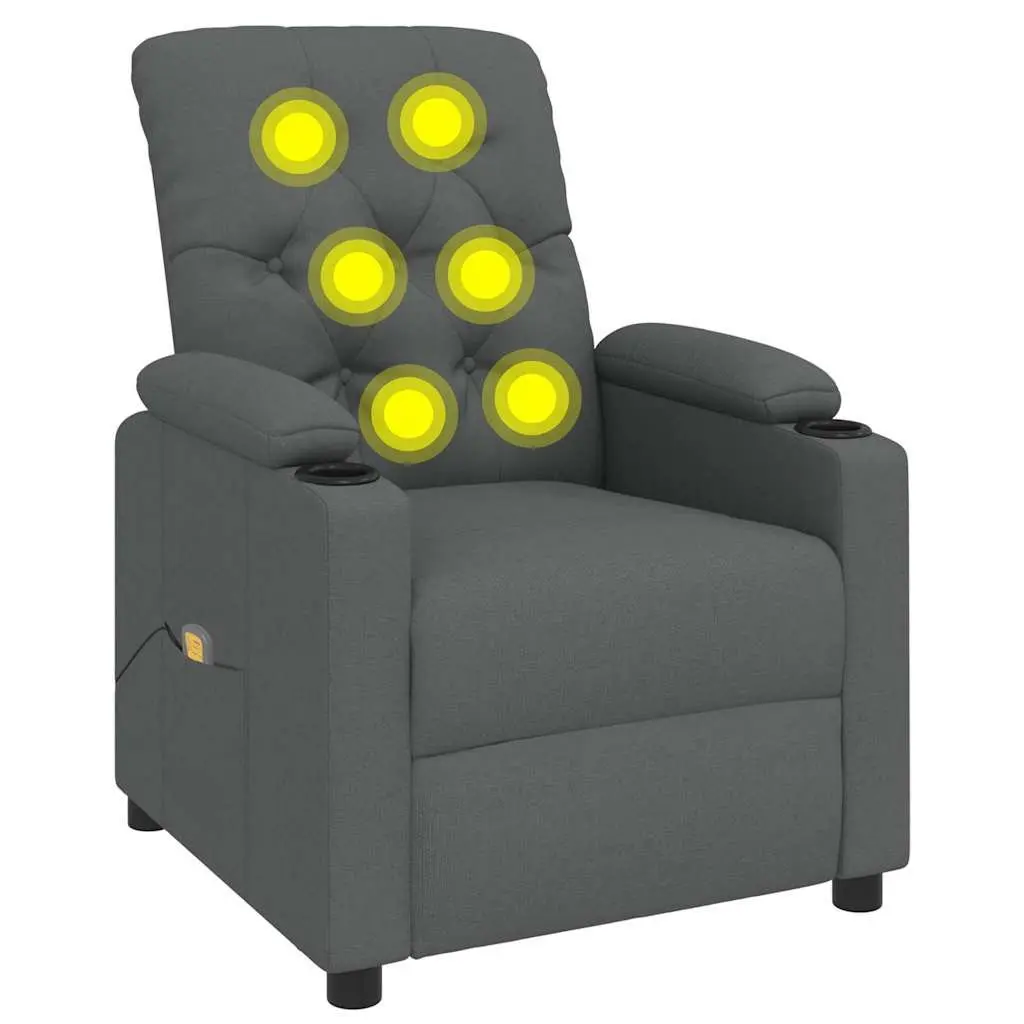 Electric Massage Chair Grey Fabric 6 Points Vibration Manual Reclining Armchair