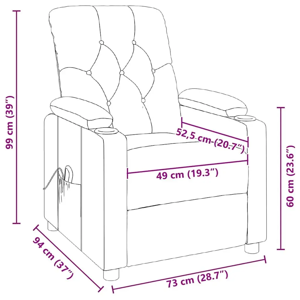 Electric Massage Chair Grey Fabric 6 Points Vibration Manual Reclining Armchair