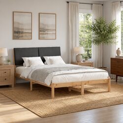 Modern Bed Frame 150 x 200 cm with Stylish Headboard