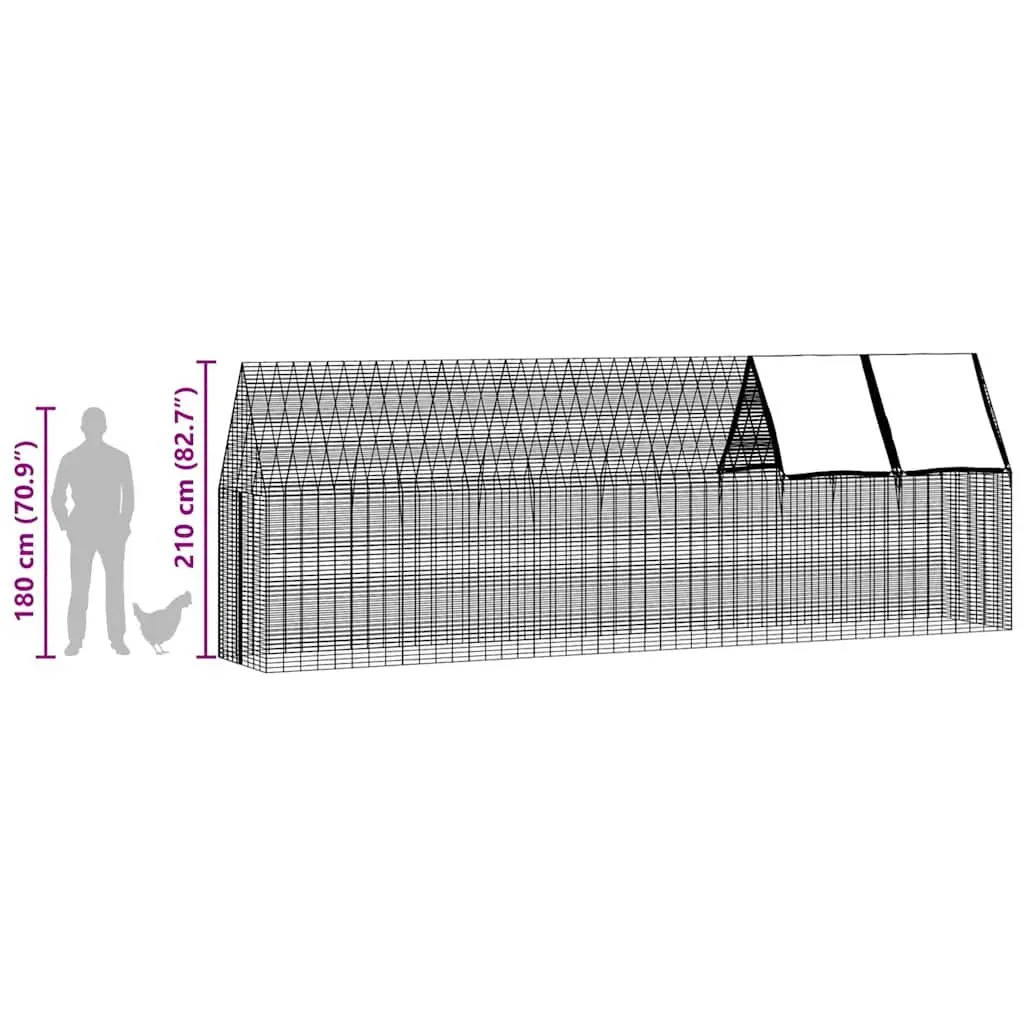 Outdoor Habitat Cage 2 Piece Silver Galvanised Steel for Small Animals