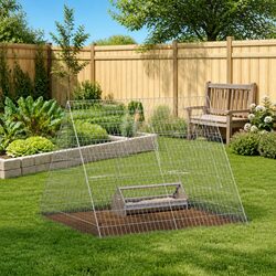 Outdoor Chicken Coop in Silver Galvanised Steel 110x100x85cm