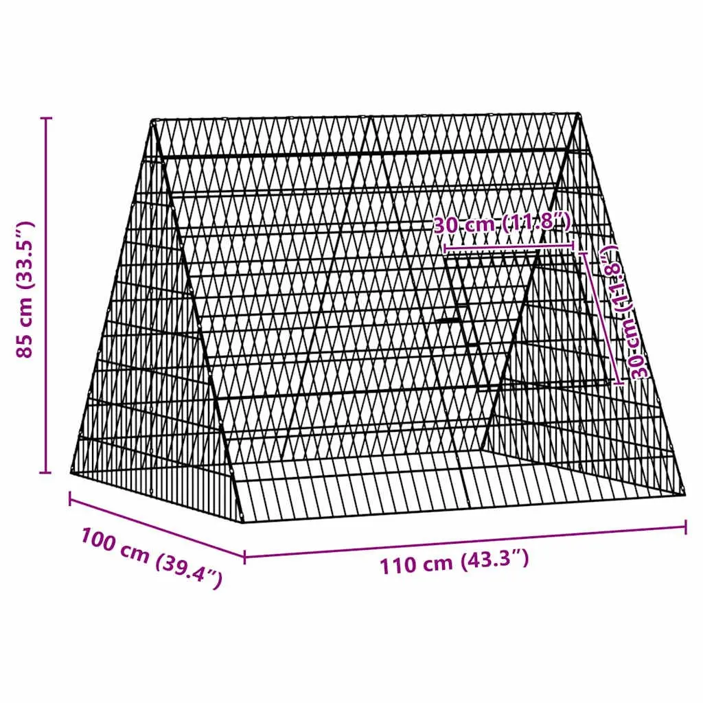 Chicken Cage Galvanised Steel 110x100x85cm Silver Outdoor Poultry Coop
