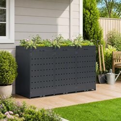 Wheelie Bin Storage Enclosure 3 Bins Planter Roof Garden Outdoor Waste Container