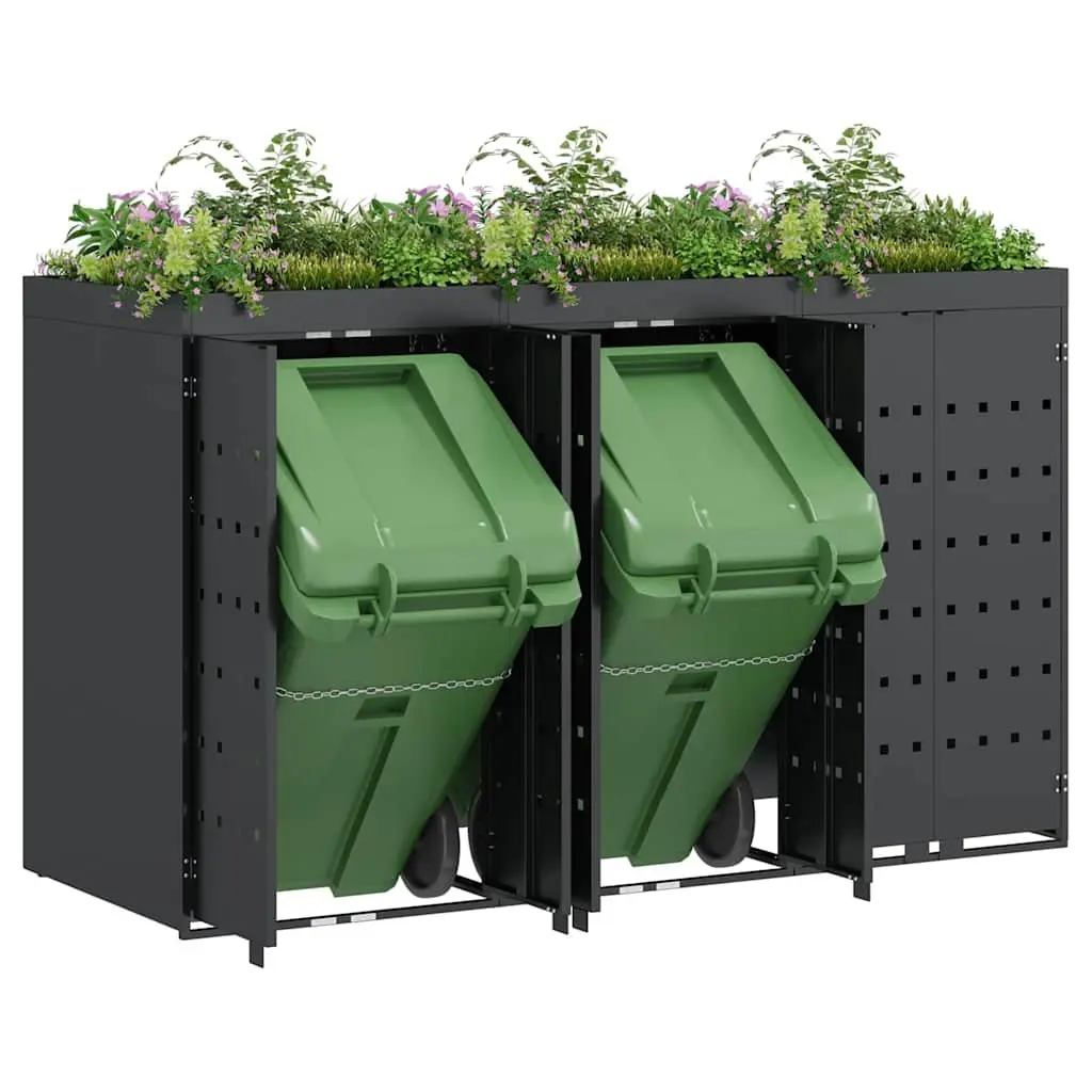 Wheelie Bin Storage Enclosure 3 Bins Planter Roof Outdoor Waste Container