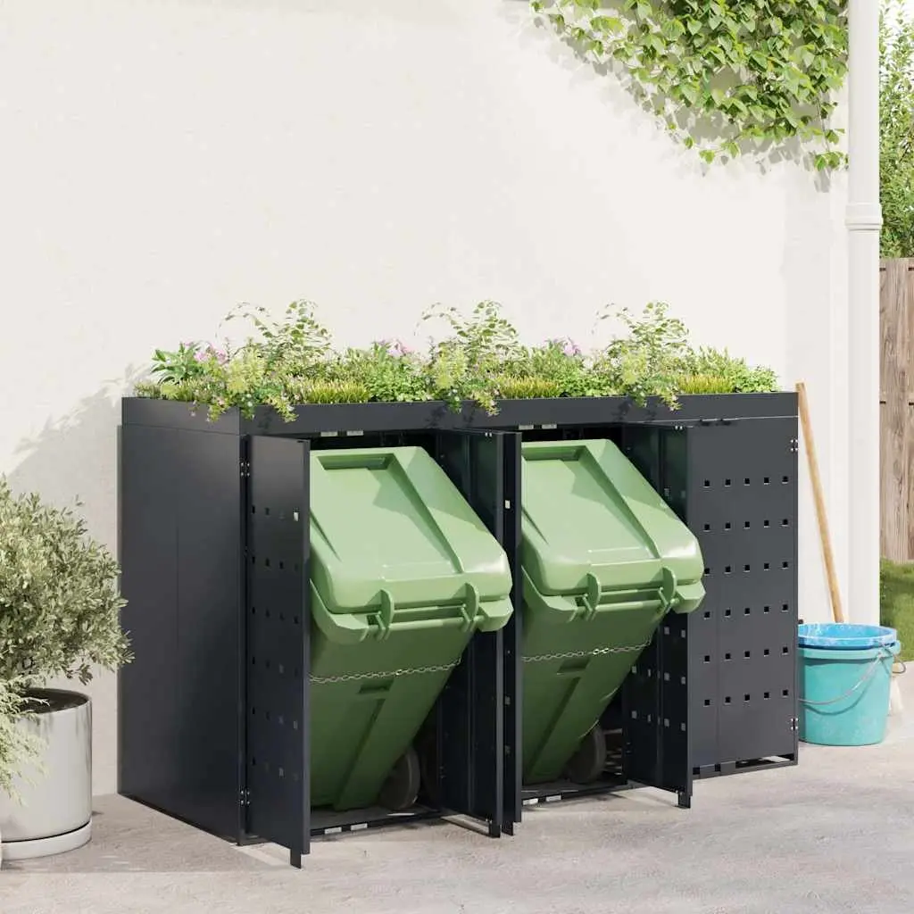 Wheelie Bin Storage Enclosure 3 Bins Planter Roof Outdoor Waste Container