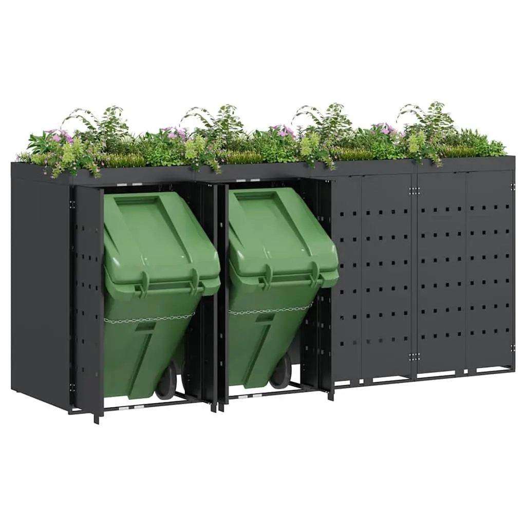 Wheelie Bin Storage Enclosure 4 Bins Outdoor Garden Waste Container Planter Roof