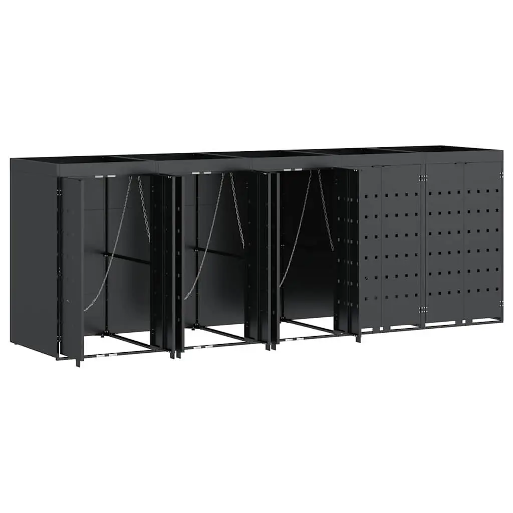 Wheelie Bin Storage Unit 5 Bins Anthracite Outdoor Waste Container with Planter Roof