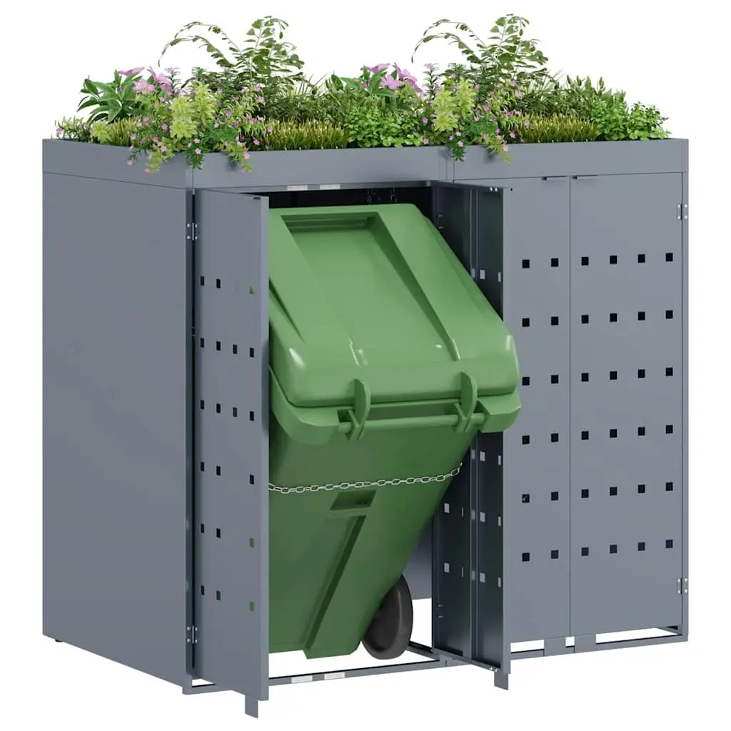 Wheelie Bin Storage for 2 Bins Light Grey Garden Outdoor Waste Container