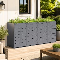 Wheelie Bin Storage 4 Bins Light Grey Outdoor Garden Waste Container Enclosure