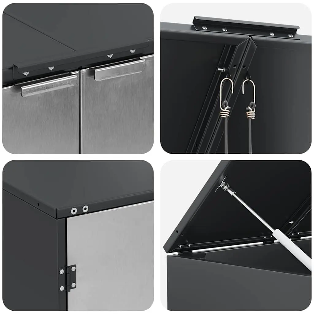 Wheelie Bin Storage Enclosure for 3 Outdoor Waste Bins Modern Design Anthracite