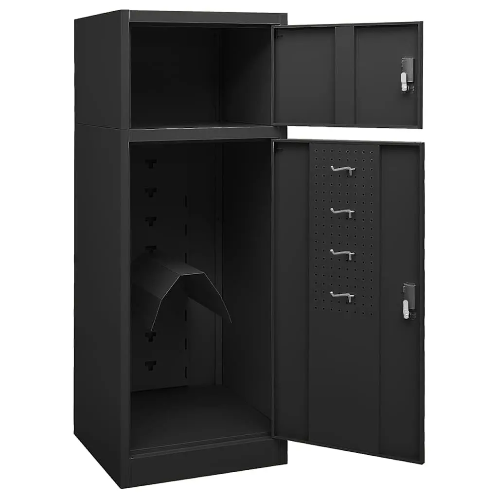 Saddle Cabinet Storage Locker Anthracite 53x53x140cm 2 Compartment Lockable Doors