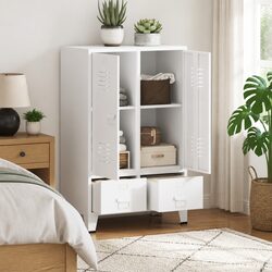 Stylish White Storage Wardrobe for Organized Living Spaces