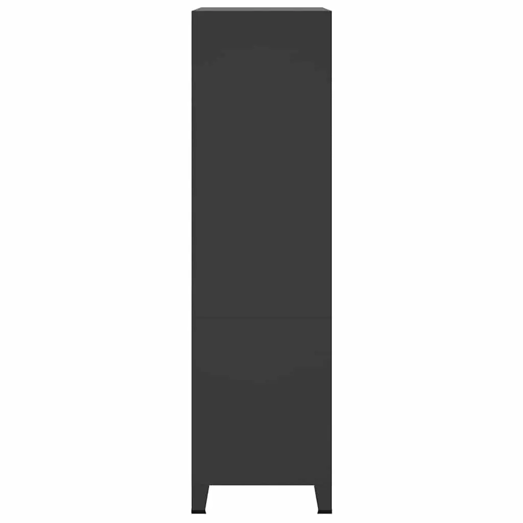 Metal Wardrobe Storage Cabinet Black 90x50x180cm Two Shelves Industrial Style