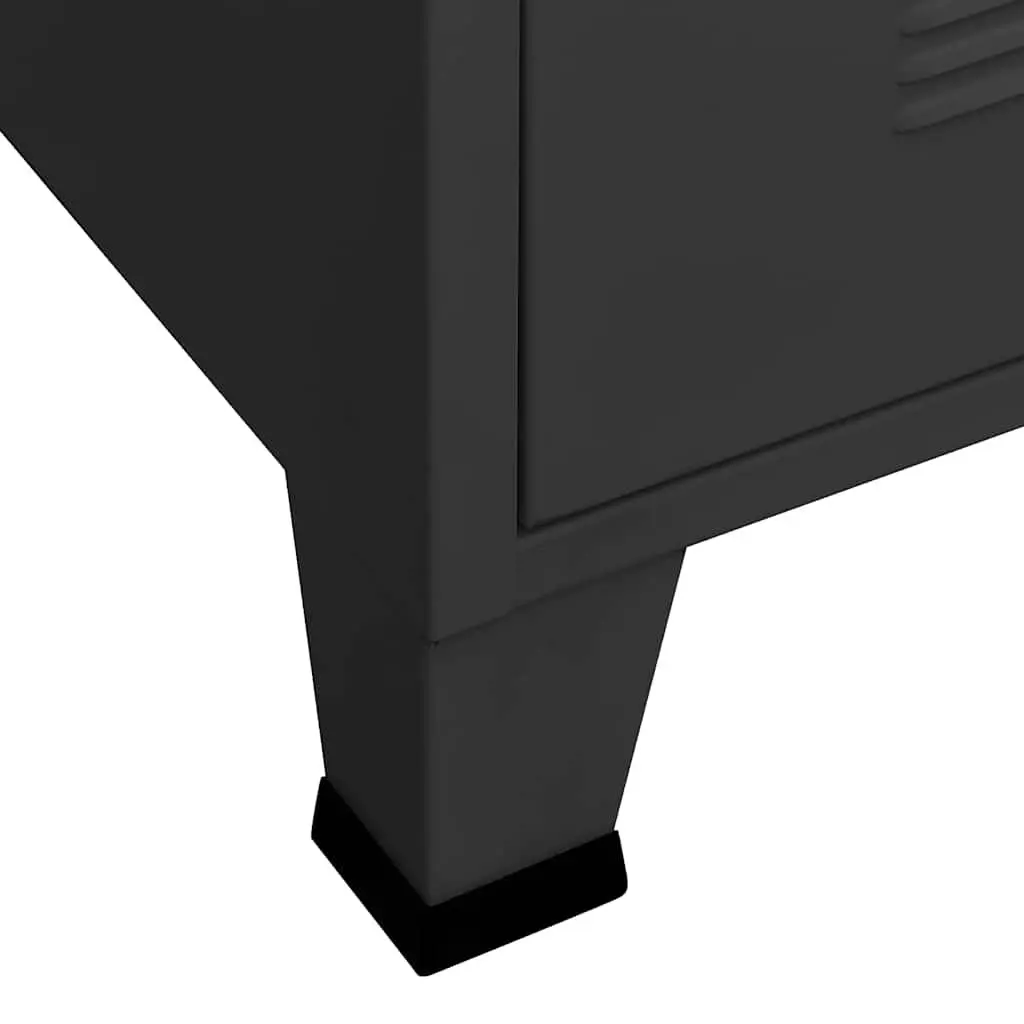 Metal Wardrobe Storage Cabinet Black 90x50x180cm Two Shelves Industrial Style