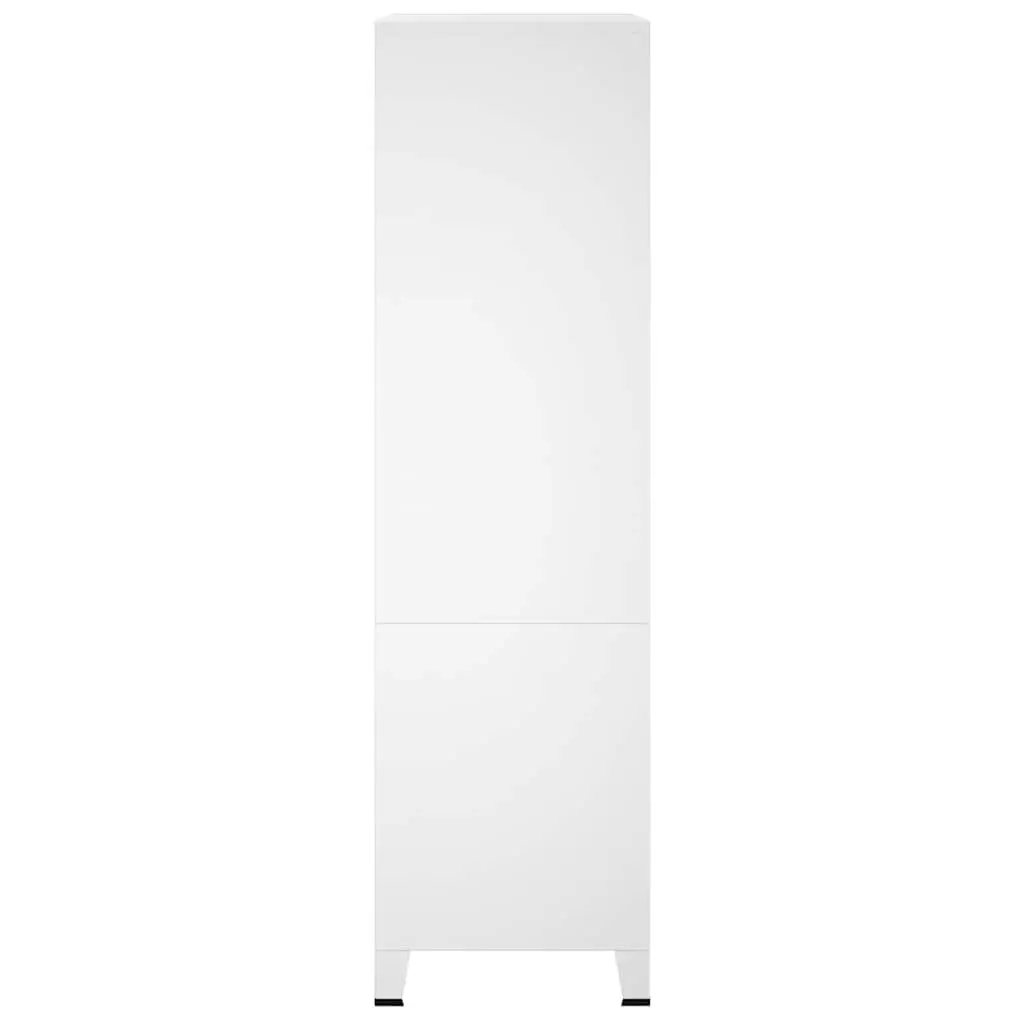 Industrial Metal Wardrobe Cabinet Storage White 90x50x180 cm Shelves Hanger