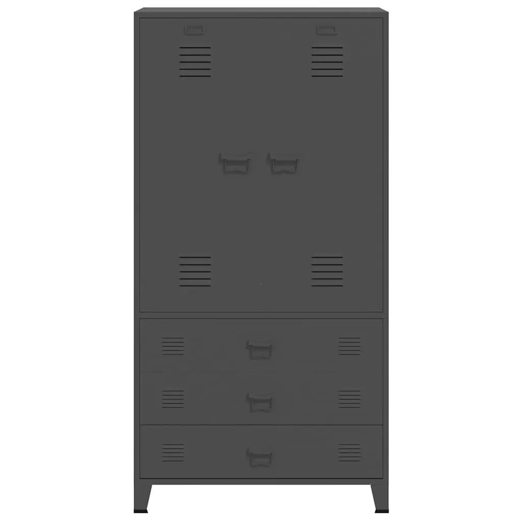 Metal Wardrobe 90cm x 50cm x 180cm Industrial Style with 2 Shelves and 1 Cloth Hanger Anthracite